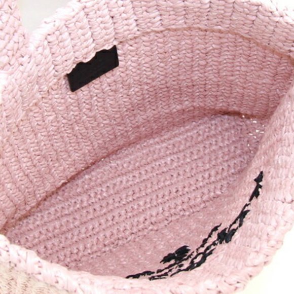 Prada Handbag Small Crochet Tote Bag 1BG422 Pink Raffia-like Embroidered Bask... - Picture 4 of 6